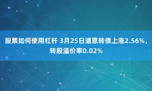 股票如何使用杠杆 3月25日道恩转债上涨2.56%，转股溢价率0.02%