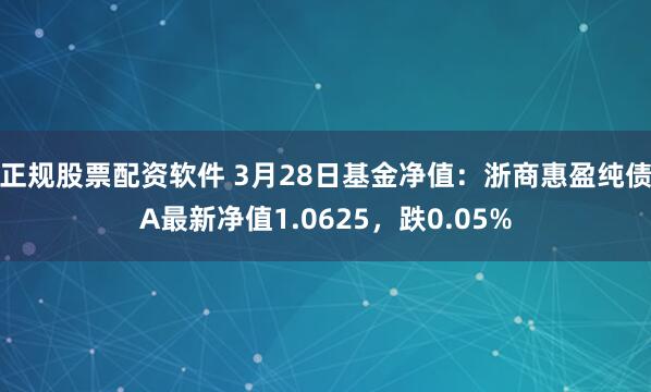 正规股票配资软件 3月28日基金净值：浙商惠盈纯债A最新净值1.0625，跌0.05%