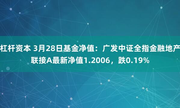 杠杆资本 3月28日基金净值：广发中证全指金融地产联接A最新净值1.2006，跌0.19%