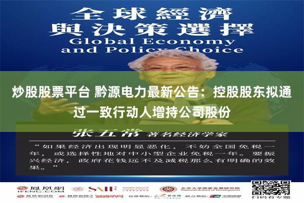 炒股股票平台 黔源电力最新公告：控股股东拟通过一致行动人增持公司股份