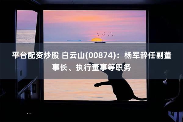 平台配资炒股 白云山(00874)：杨军辞任副董事长、执行董事等职务